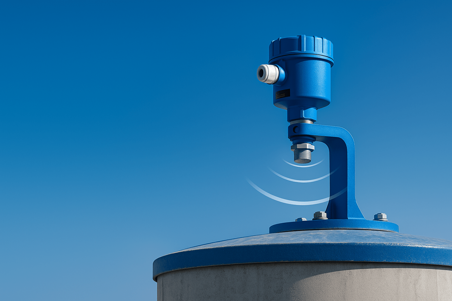 Radar Level Sensor Mounted on Cement Silo