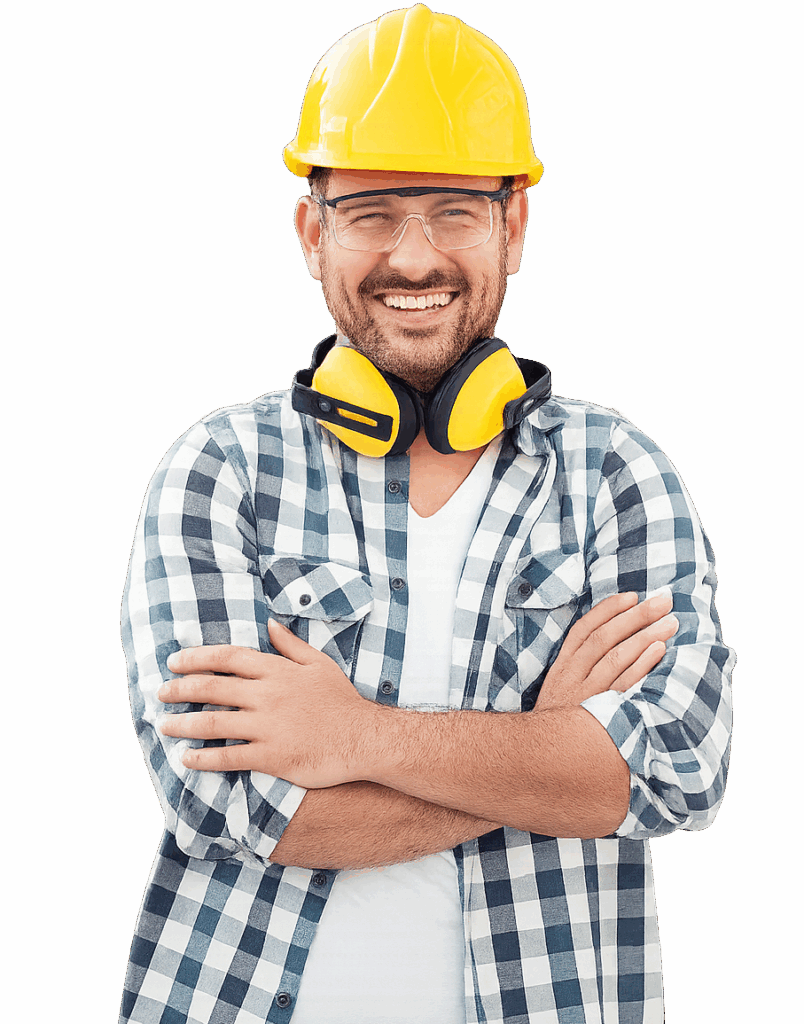 Smiling Construction Worker with Hard Hat